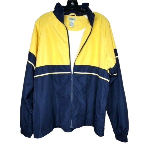 Rare Mint Condition Classic Element Yellow/Navy Blue Full Zip Windbreaker Jacket - Picture 1 of 9
